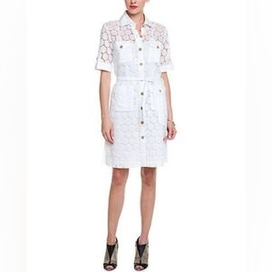 Craig Taylor Mini Eyelet Lace Button Down Shirt Dress